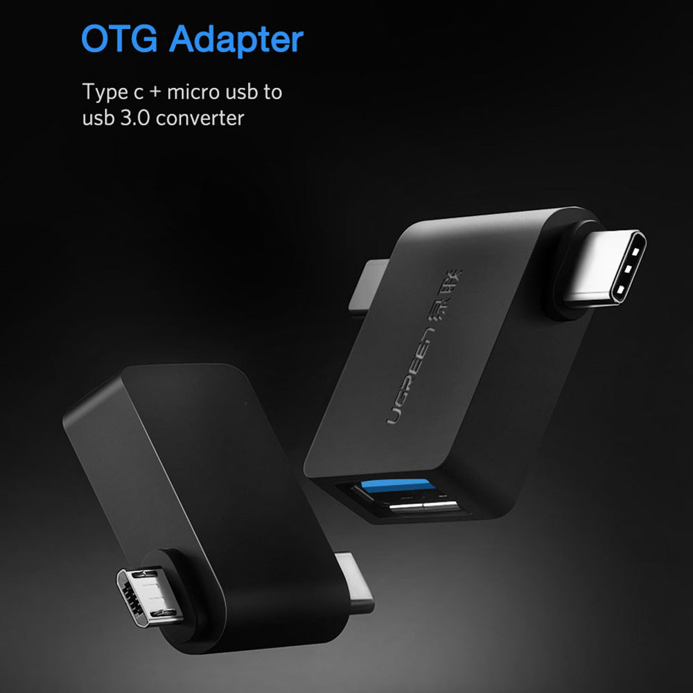 Uniqkart 30453 OTG Adapter 2 in 1 Micro USB Type C to USB 3.0 Adapter USB-C/Micro USB Male to USB Female Converter for Samsung Galaxy S10 Macbook