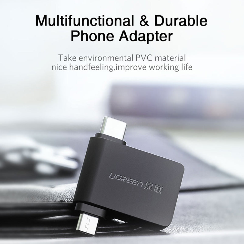 Uniqkart 30453 OTG Adapter 2 in 1 Micro USB Type C to USB 3.0 Adapter USB-C/Micro USB Male to USB Female Converter for Samsung Galaxy S10 Macbook