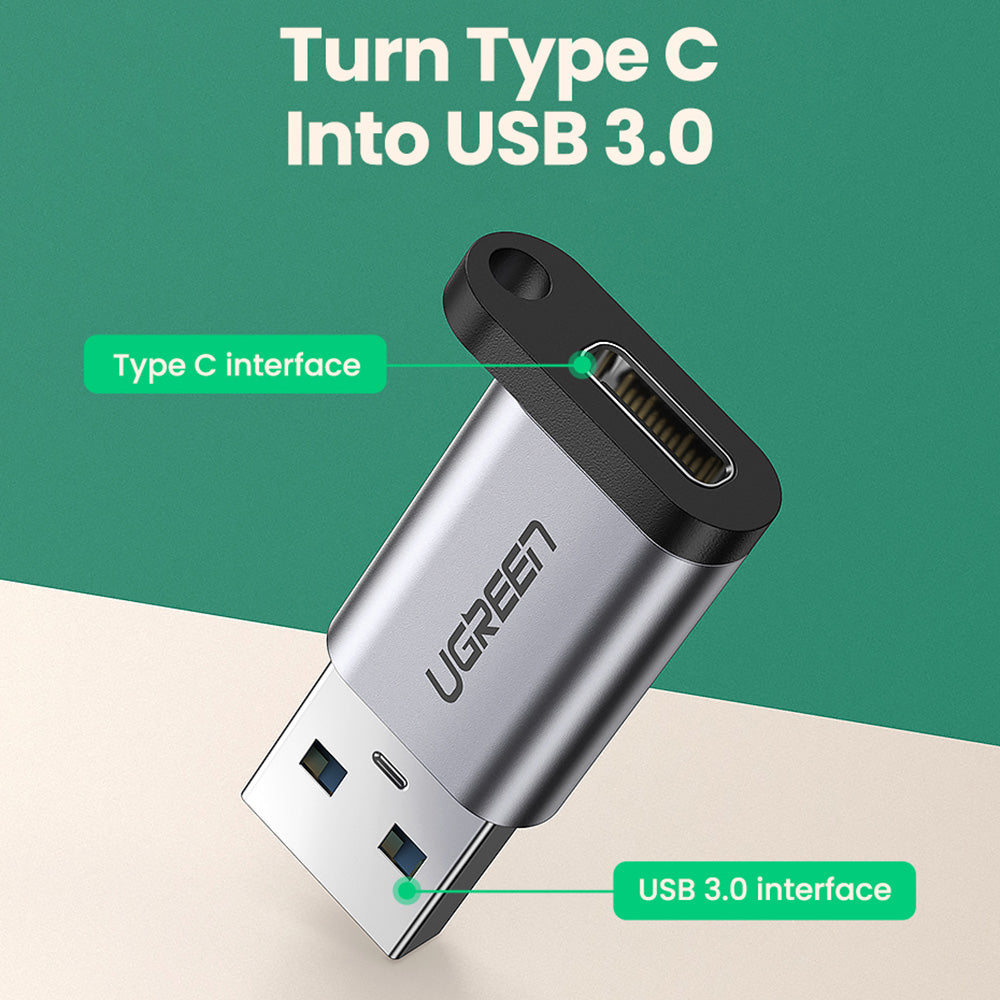 Uniqkart US276 USB 3.0 Male to Type-C Female Adapter Mini Potable USB 3.0 Converter for Laptop Samsung Xiaomi 10 Headphones