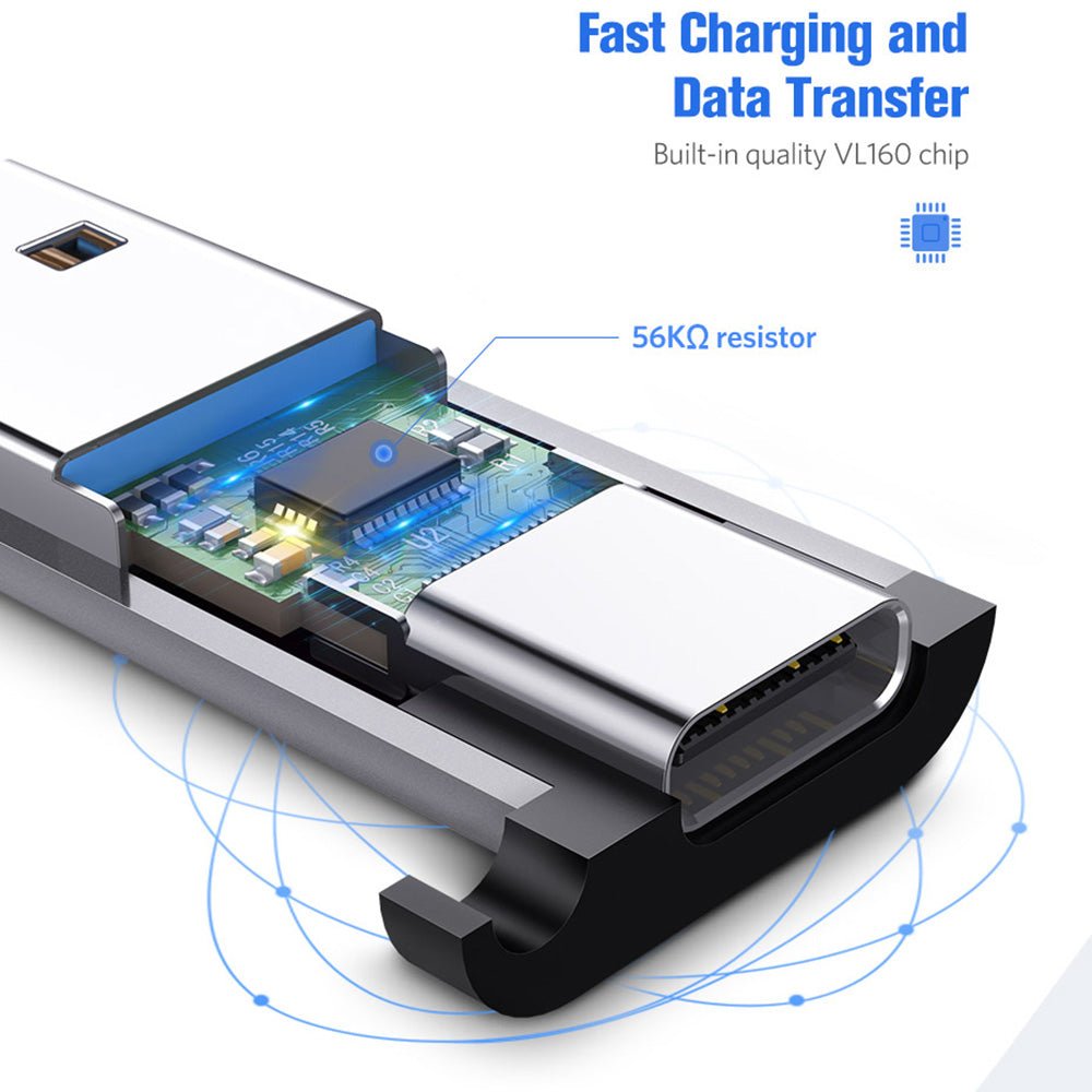 Uniqkart US276 USB 3.0 Male to Type-C Female Adapter Mini Potable USB 3.0 Converter for Laptop Samsung Xiaomi 10 Headphones