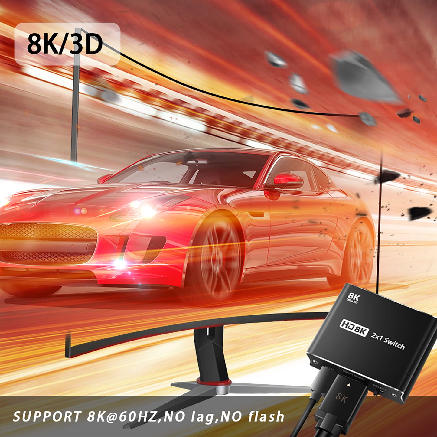 NK-W80 HDMI Switch Video Capture Card High Definition 8K 1080P HDMI Ports DC 5V Output Adapter for Streaming Gaming Teaching