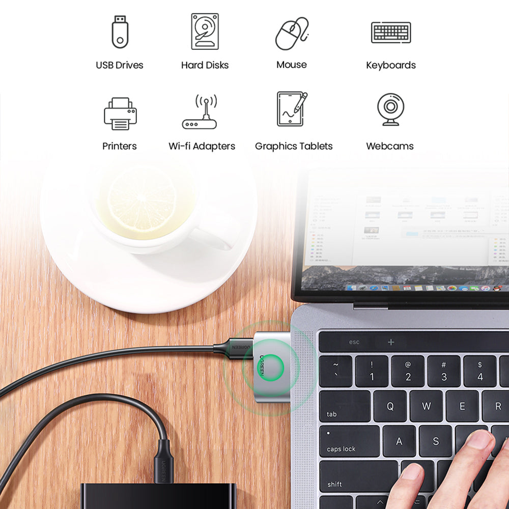Uniqkart USB Hub Type-C 3.1 to USB 3.0 Dual Port Converter 5Gbps Speed Data Transfer Adapter for Macbook Pro/Mouse/Keyboard/Printer