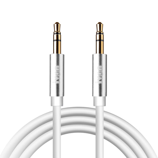 CA55 3.5mm Stereo Audio Cable Extension Cord 1m Long Male to Male Tangle-free AUX Cable for Headphones Home/Car Stereos and More - White