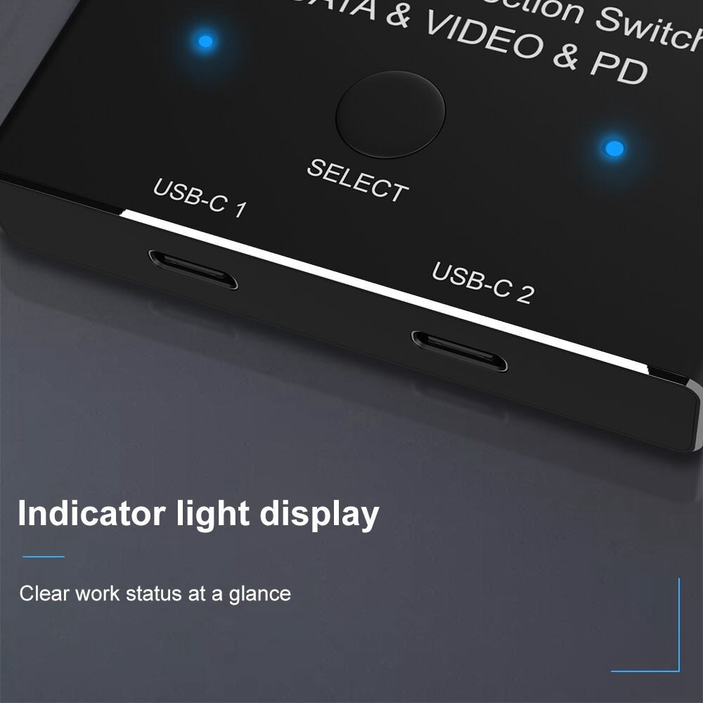 UC-161 0.5m USB-C Bi-Direction Switch MST 1 to 2 Type-C Hub Adapter Support Video 8K/30Hz, 10Gbps Data, PD 100W