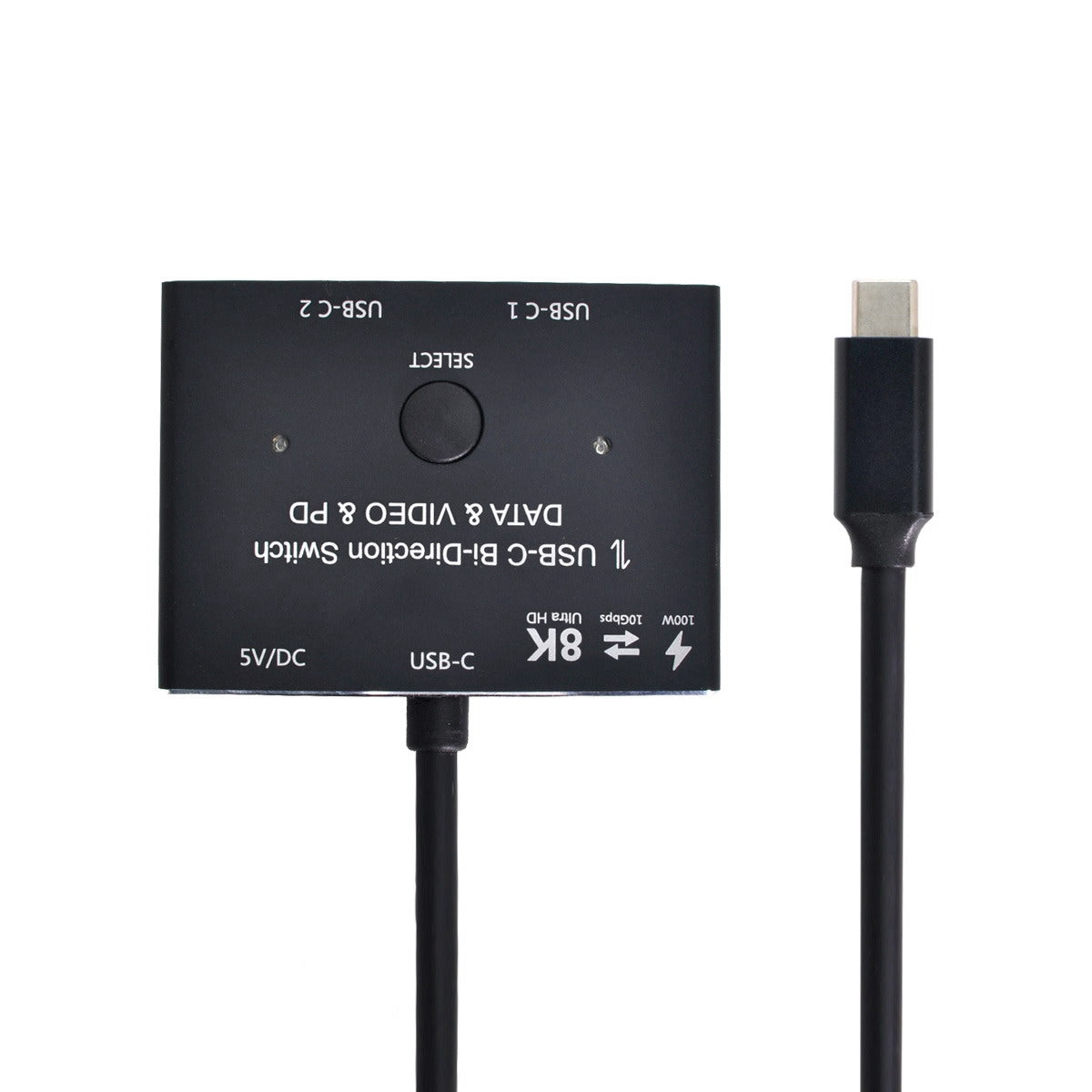 UC-161 0.5m USB-C Bi-Direction Switch MST 1 to 2 Type-C Hub Adapter Support Video 8K/30Hz, 10Gbps Data, PD 100W