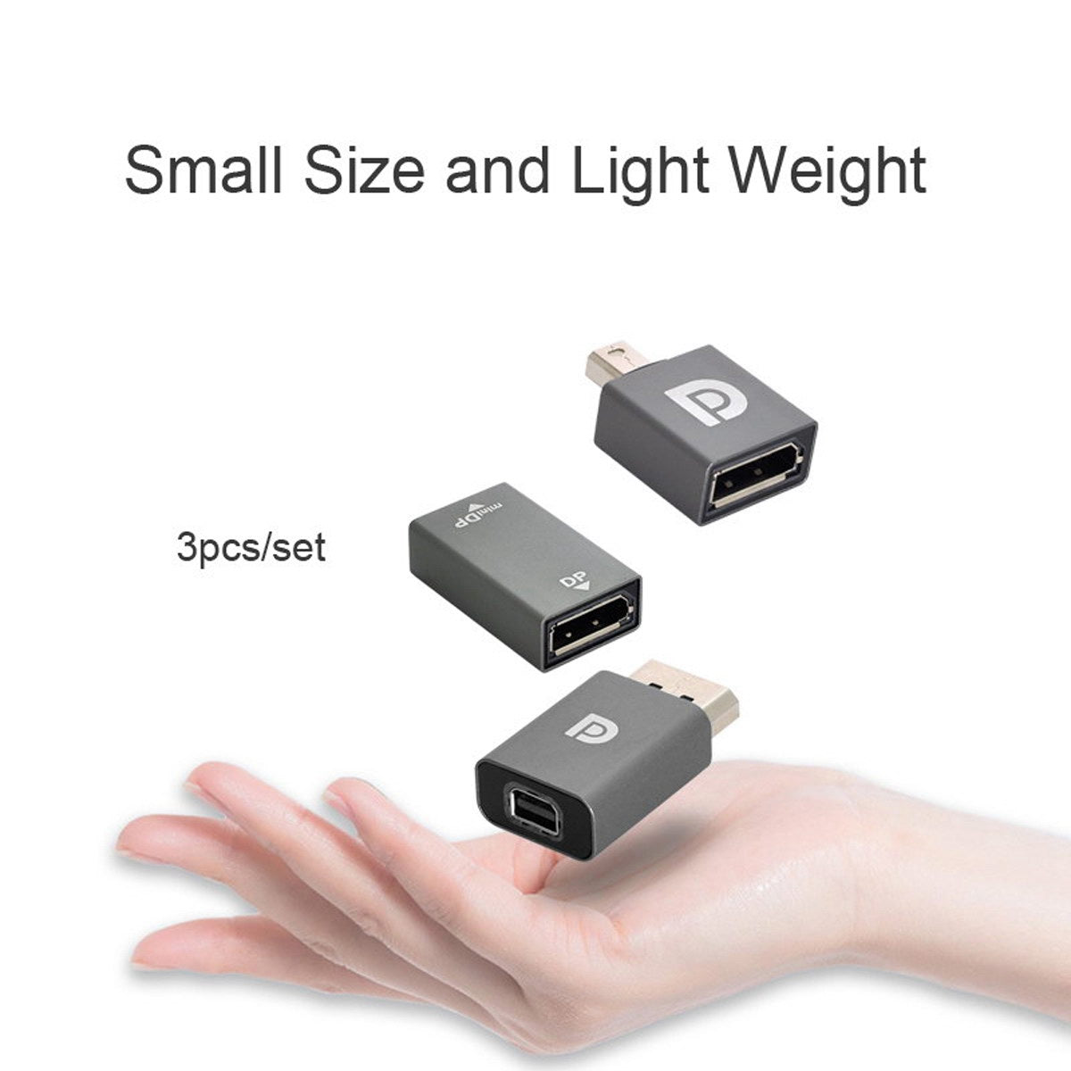 DP-033 3Pcs/Set DisplayPort Adapter DP Male to Mini DP Female + DP Female to Mini DP Male + DP Female to Mini DP Female Converter Supprot 4K/60Hz for Video PC Laptop TV