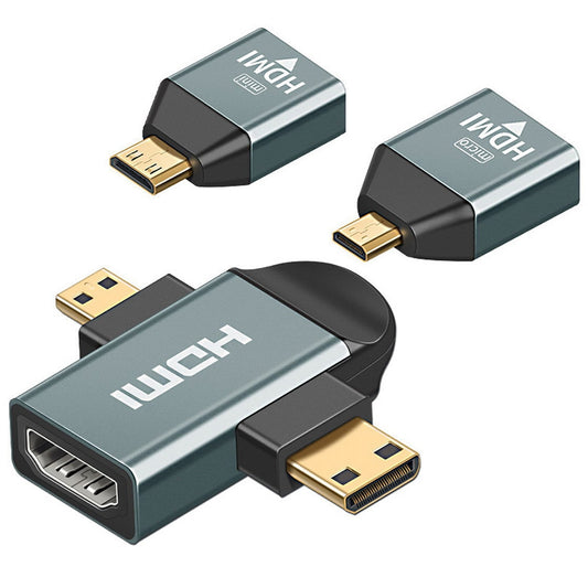 HD-013 3Pcs/Set HDMI Adapter Micro/Mini HDMI to HDMI-Compatible 1.4 Female 2-in-1 Combo Adapter Converter Support 4K 60hz