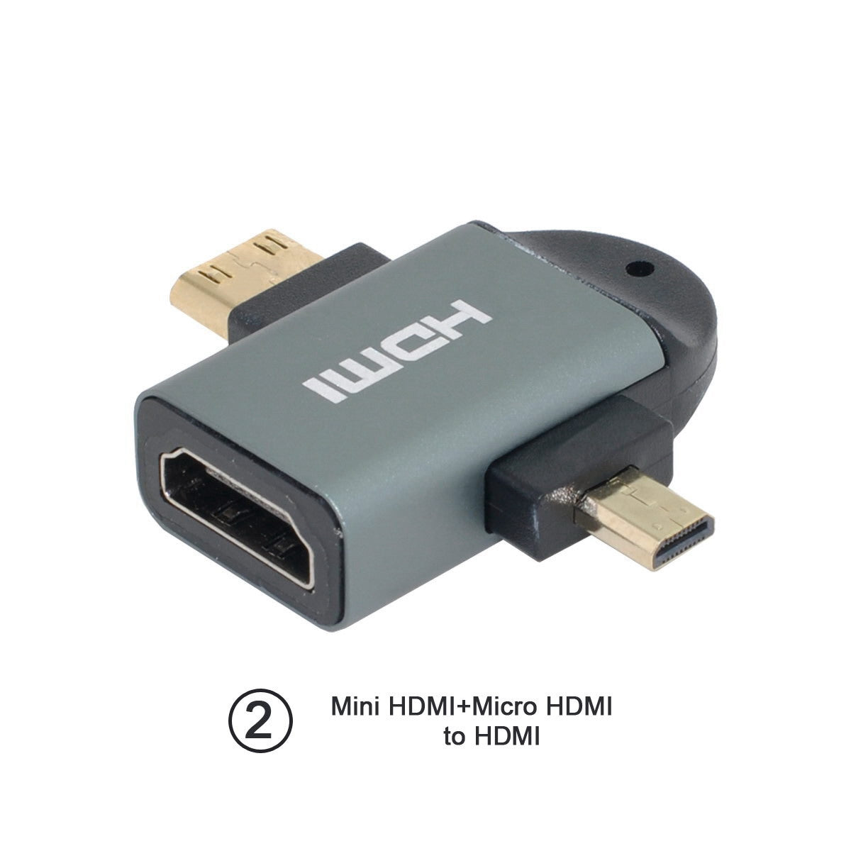 HD-013 3Pcs/Set HDMI Adapter Micro/Mini HDMI to HDMI-Compatible 1.4 Female 2-in-1 Combo Adapter Converter Support 4K 60hz