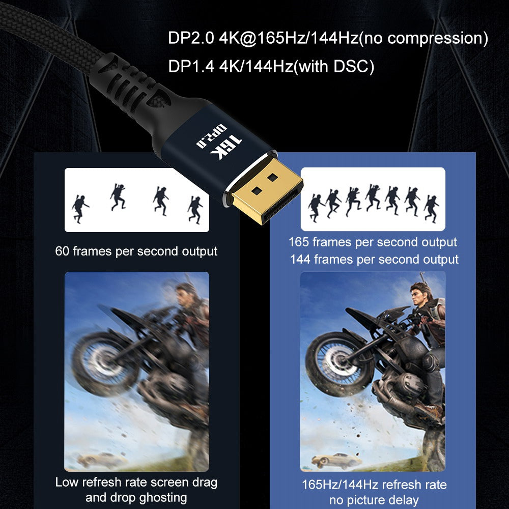 DP-003-2M DisplayPort 2.0 DP to DP Cable 16K/60Hz Cord Ultra-HD UHD DP Cord for PC Laptop TV Support 80Gbps High-Speed Transmission Data Cable