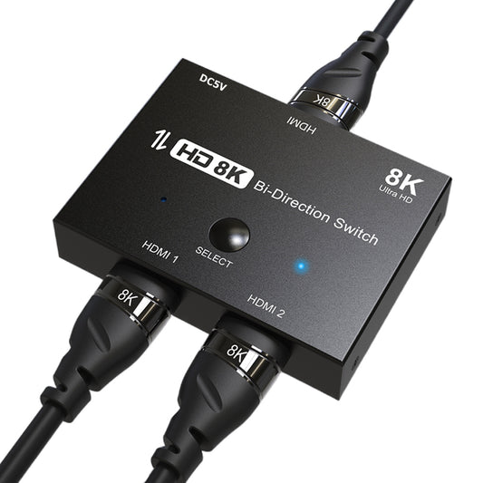 HDMI 2.1 Switcher Adapter 4K/120Hz 8K/60Hz HD Bi-Direction 2 In 1 Out/1 In 2 Out Converter Splitter
