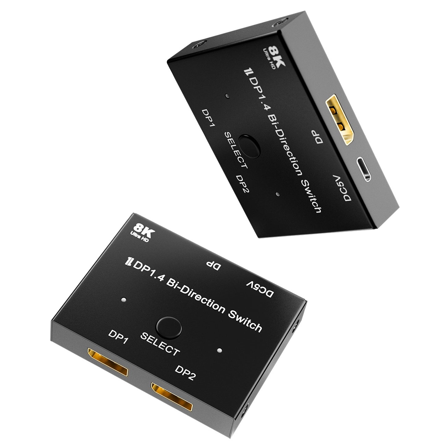 DP 1.4 Switcher Adapter DisplayPort 8K Switch 2 In 1 Out/1 In 2 Out Bi-Direction 8K/30Hz 4K/120Hz Splitter Converter