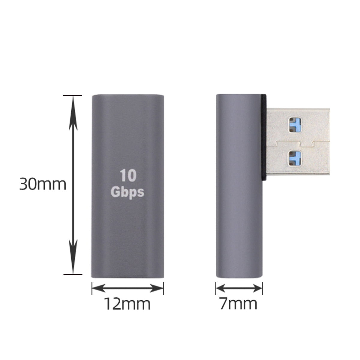 UC-067-LP Type-C Female 90 Degrees Left Angled to USB 3.0 Type-A Male Data Adapter for Laptop Desktop PC