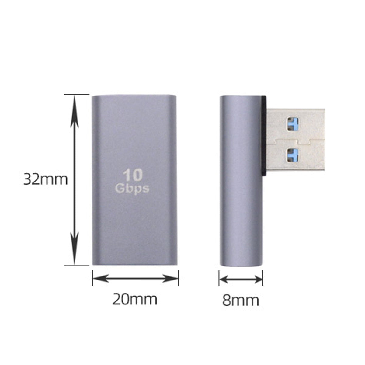 U3-018-LP 10Gbps USB3.0 Male to Female Power Data Transfer Adapter 90 Degrees Left Angled Type Connector