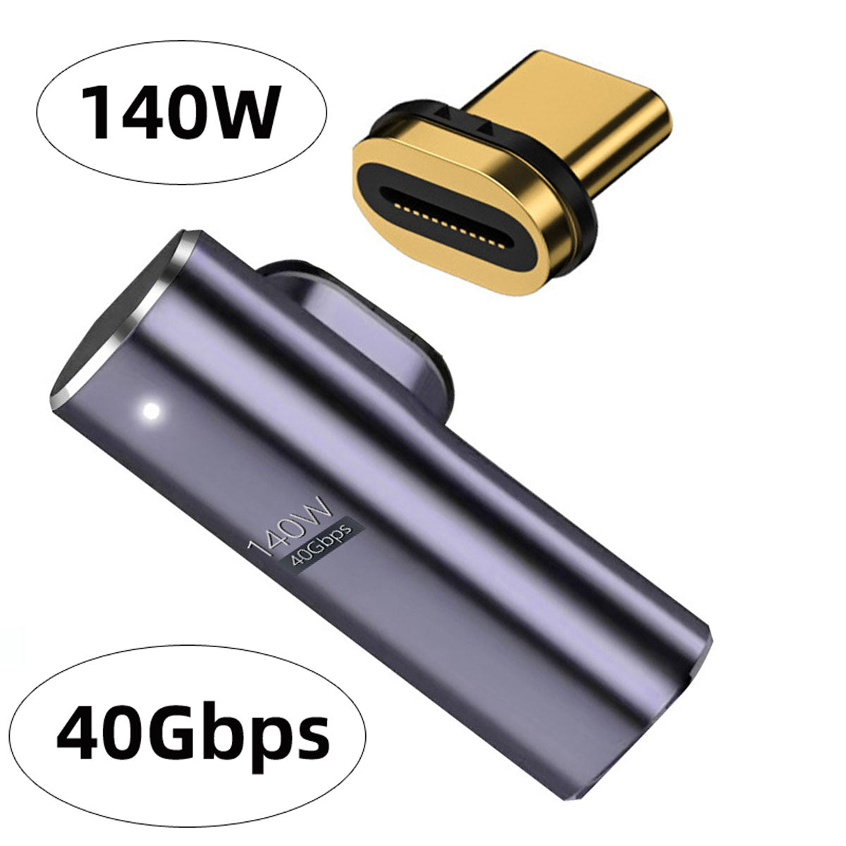 UC-062-LP Elbow Design Type-C Adapter Male to Female Convertor USB-C Magnetic 40Gbps 140W USB4.0 Quick Data Transfer 8K 60Hz Video Output Type-C Convertor