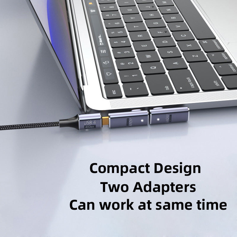 UC-062-LP Elbow Design Type-C Adapter Male to Female Convertor USB-C Magnetic 40Gbps 140W USB4.0 Quick Data Transfer 8K 60Hz Video Output Type-C Convertor