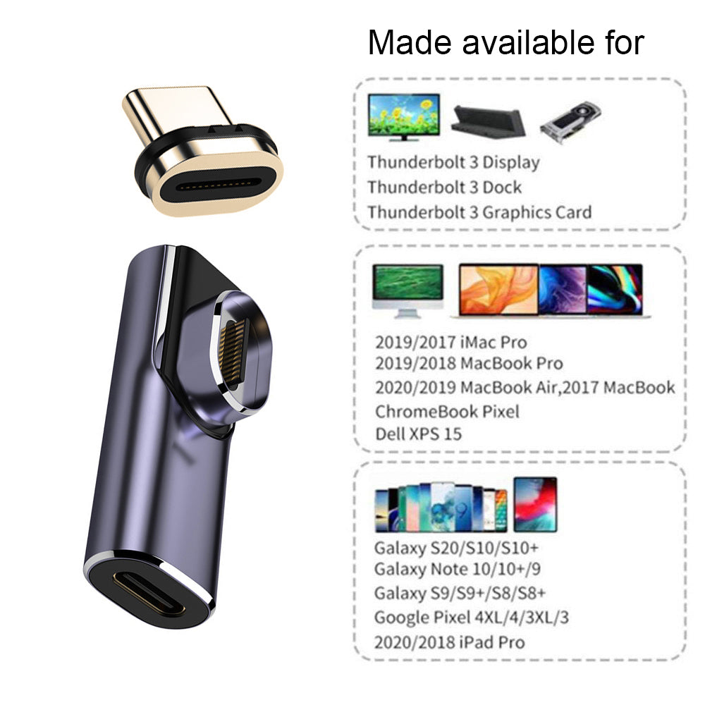 UC-062-LP Elbow Design Type-C Adapter Male to Female Convertor USB-C Magnetic 40Gbps 140W USB4.0 Quick Data Transfer 8K 60Hz Video Output Type-C Convertor