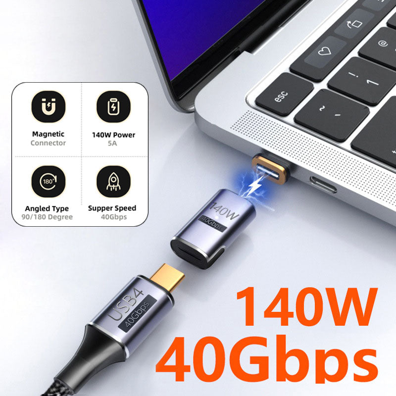 UC-062-MF Magnetic 40Gbps USB-C Male to Female Adapter 140W USB4.0 Quick Data Transfer 8K 60Hz Video Output Type-C Convertor for MacBook and Type C Devices