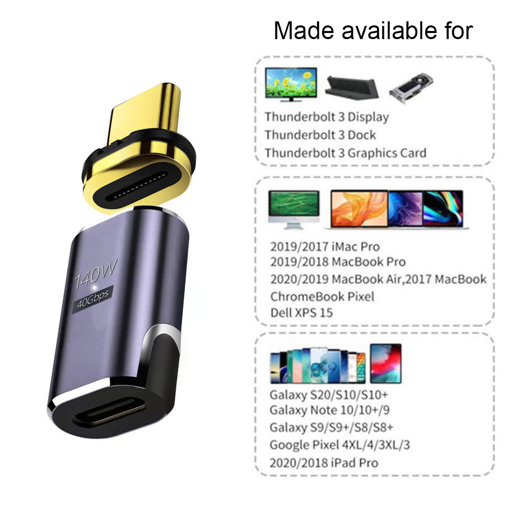 UC-062-MF Magnetic 40Gbps USB-C Male to Female Adapter 140W USB4.0 Quick Data Transfer 8K 60Hz Video Output Type-C Convertor for MacBook and Type C Devices