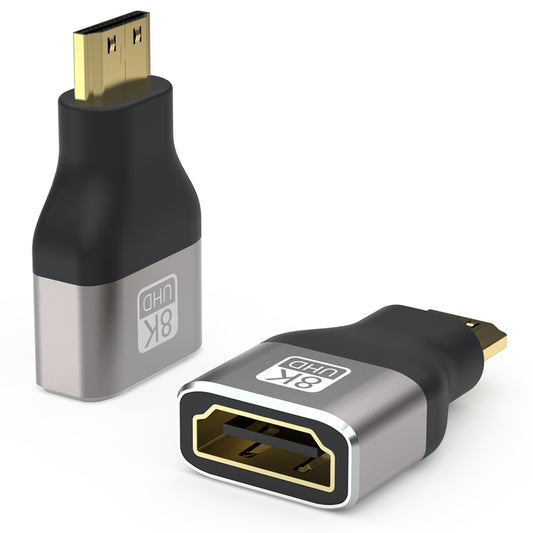 Mini HDMI Male to HDMI Female Adapter HDMI 2.1 Coupler Connector 8K Compatible for Camera, Camcorder, DSLR