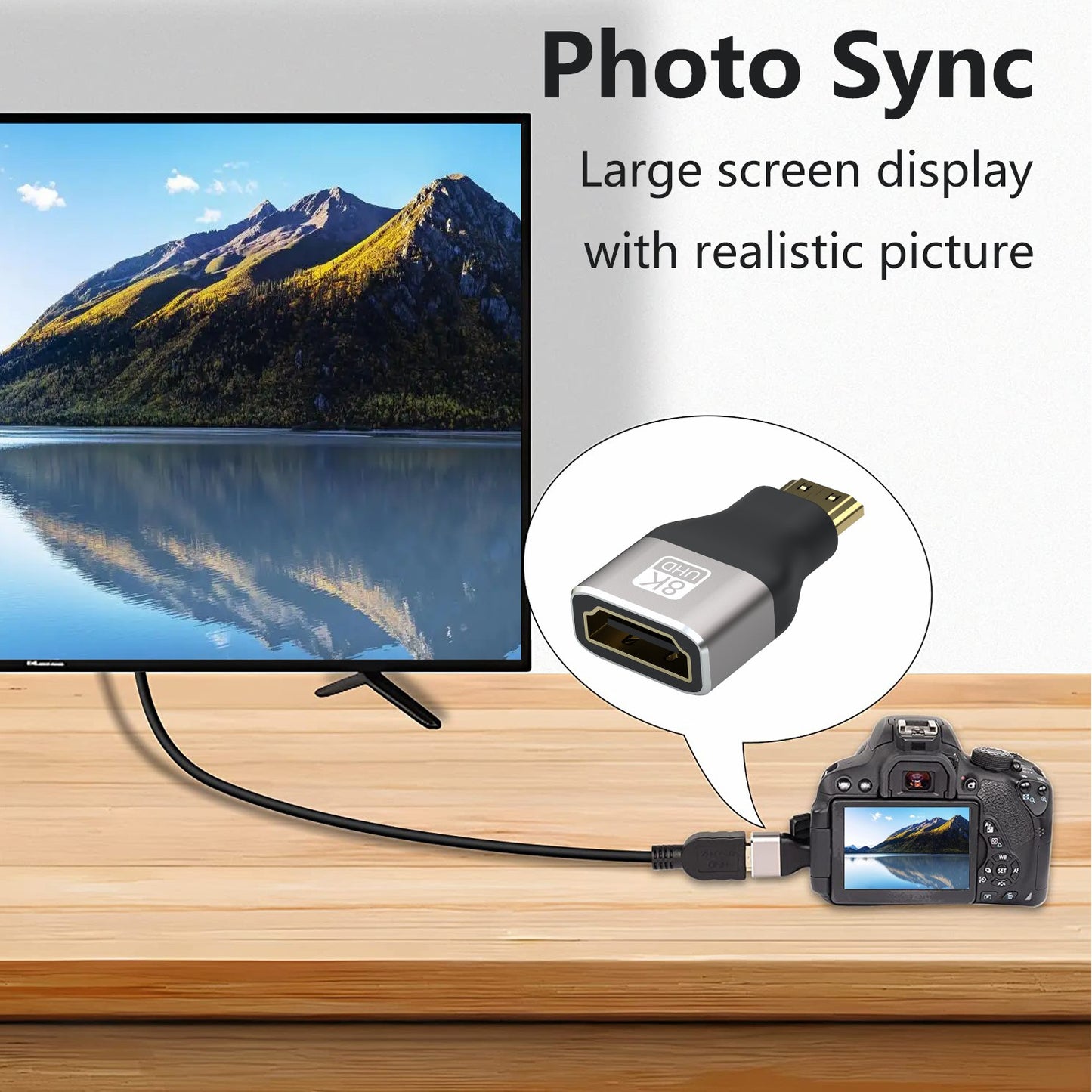 Mini HDMI Male to HDMI Female Adapter HDMI 2.1 Coupler Connector 8K Compatible for Camera, Camcorder, DSLR