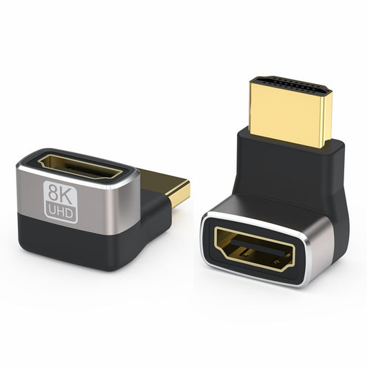 270-Degree Up Angled Design HDMI Adapter Male to Female HDMI 2.1 Coupler HDMI Port Connector for 8K 60HZ Home Theater UHD Video