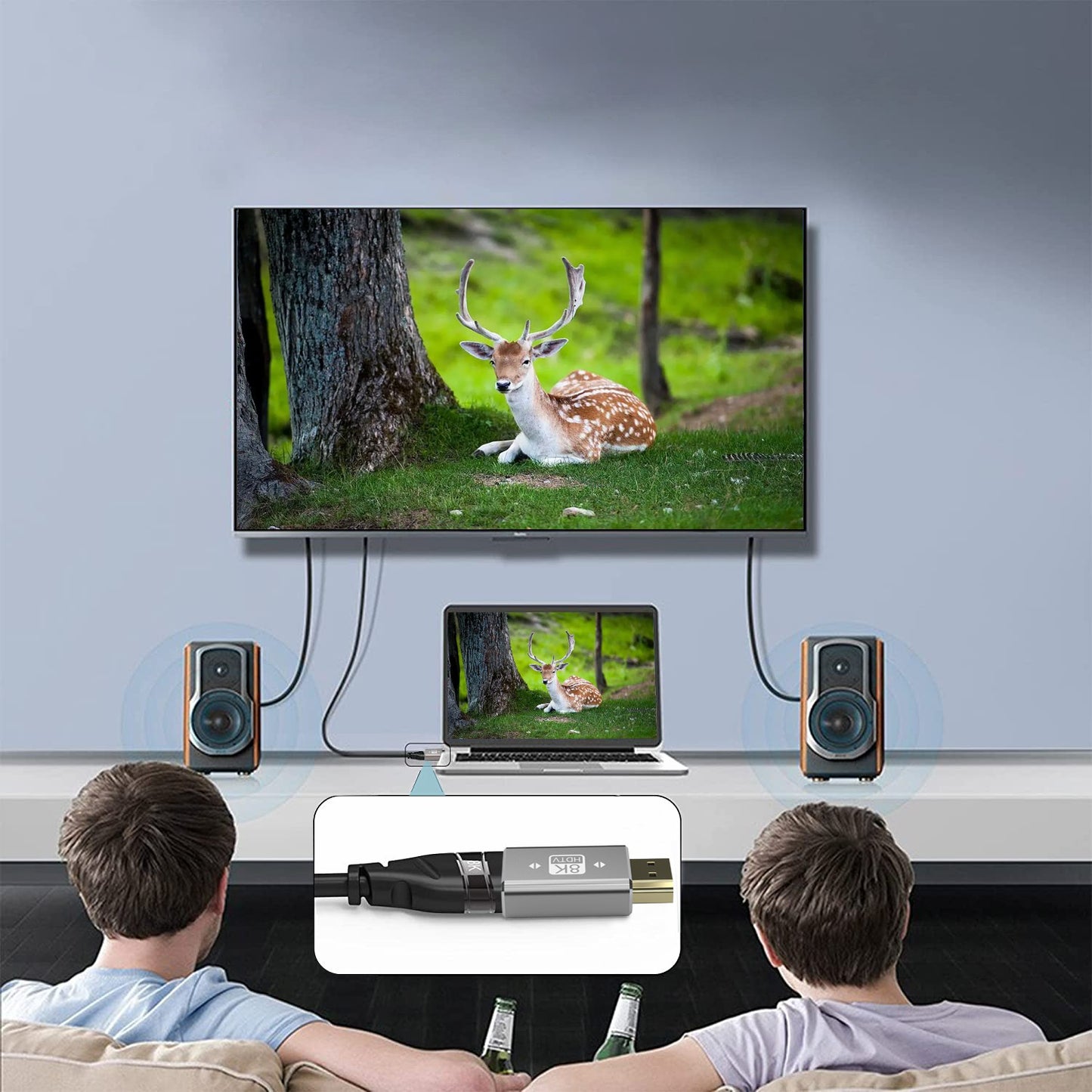 HDMI Adapter 8K Male to Female HDMI 2.1 Extender UHD Video Connector HDMI Port Extension Device for Laptop Computer