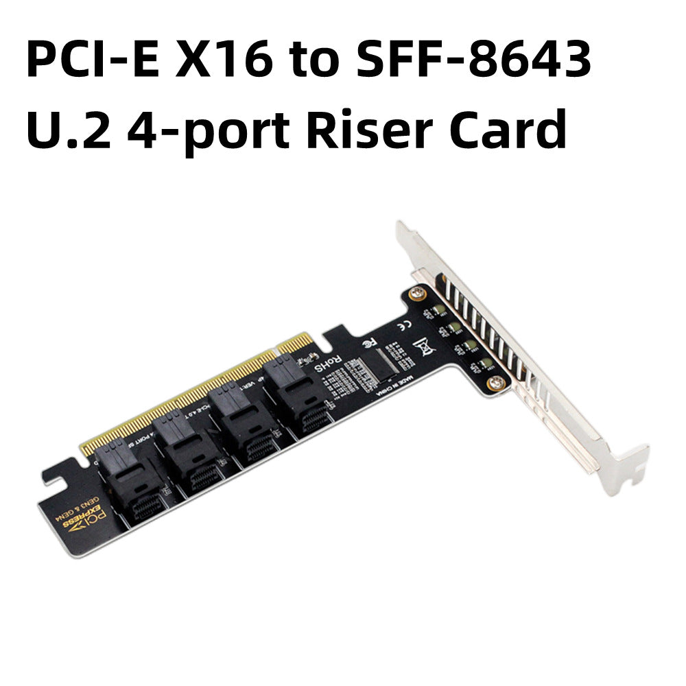 U2 PCIE 4.0 to 4 Ports U.2 NVME SFF-8643 Expansion Card Mainboard SSD Adapter