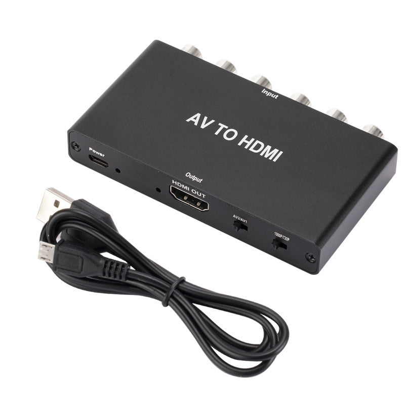 1080P Dual AV to HDMI Adapter, RCA to HDMI Converter, CVBS to HDMI Composite Video Audio Converter Supports for NTSC PC Laptop Xbox PS3 TV STB VHS VCR Camera DVD
