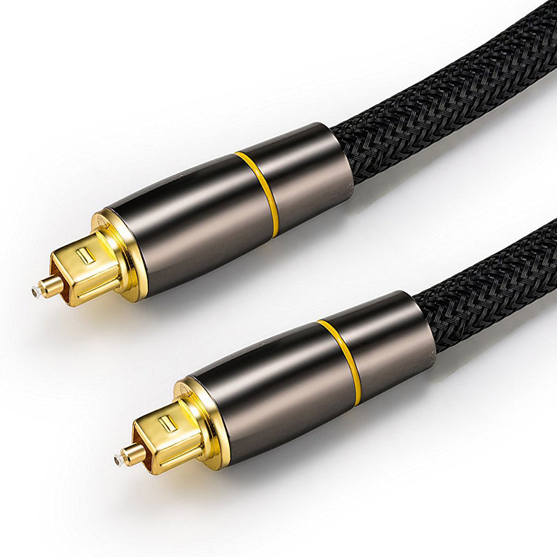 2m SPDIF 5.1 Sound Channel Optical Cable 24K Gold-Plated Optical Audio Line Digital Toslink Wire for Xbox, TV, Soundbar (Yellow Ring)