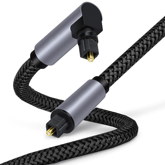 2m Elbow Toslink to Toslink Digital Fiber Optical Audio Cable Gold Plated Connector Round SPDIF Coaxial Cable