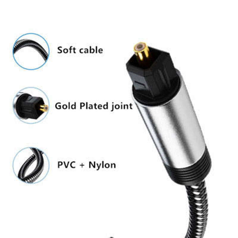 10m Optical Audio Cable Digital Optical Fiber Toslink Line 24K Gold-Plated Nylon Braided SPDIF Audio Wire for Home Theater, Amplifier, TV (Style B)