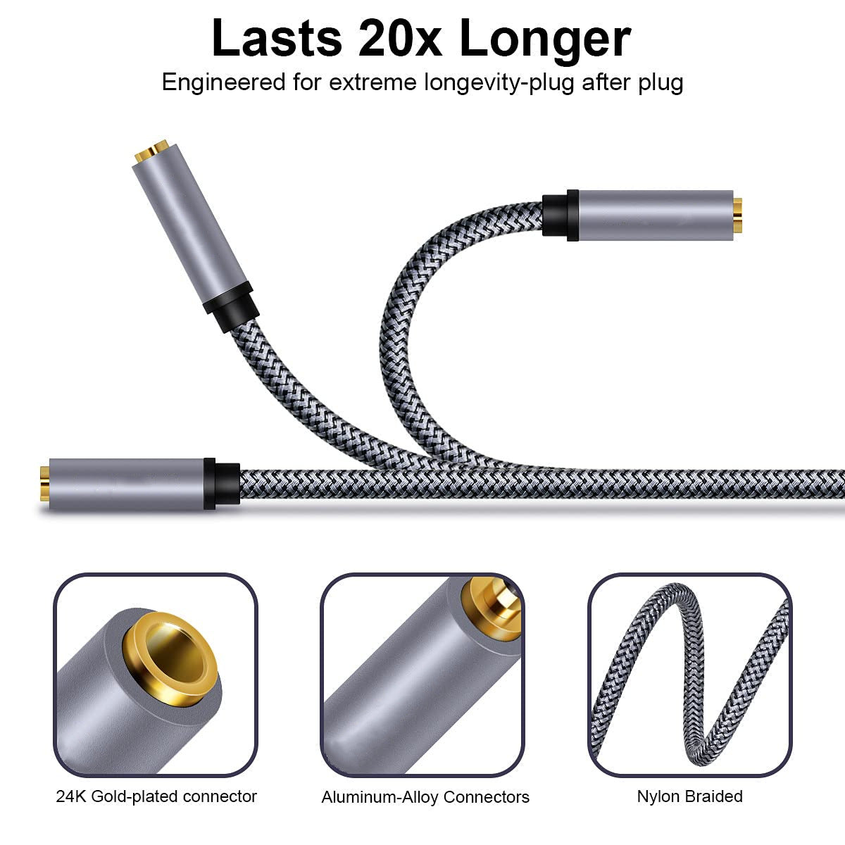 5m 3.5mm Aux Male to Female Audio Cable HiFi Stereo Braided Cord TRRS Audio Extension Cable for Microphone Speaker Headphone