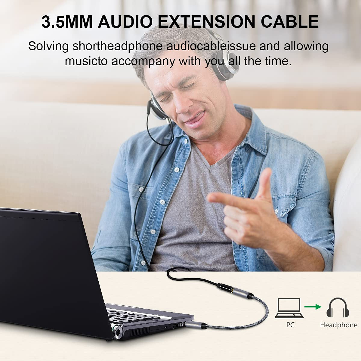 5m 3.5mm Aux Male to Female Audio Cable HiFi Stereo Braided Cord TRRS Audio Extension Cable for Microphone Speaker Headphone