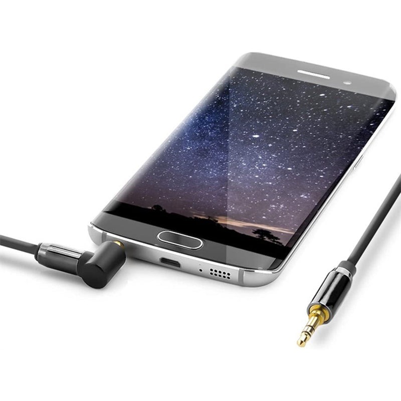 1m L-Shaped Angled 3.5mm Car Stereo Audio Male to Male Cable AUX Gold-Plated Cord for Cell Phones, Speakers