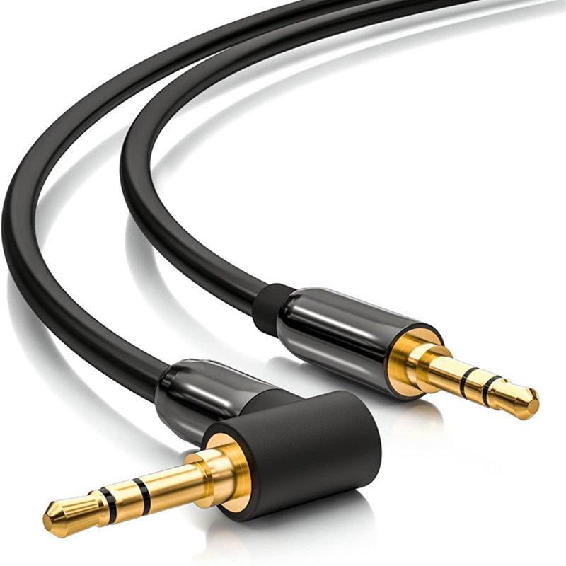 5m Gold-Plated AUX Male to Male Cord L-Shaped Angled 3.5mm Car Stereo Audio Cable for Laptop Computer