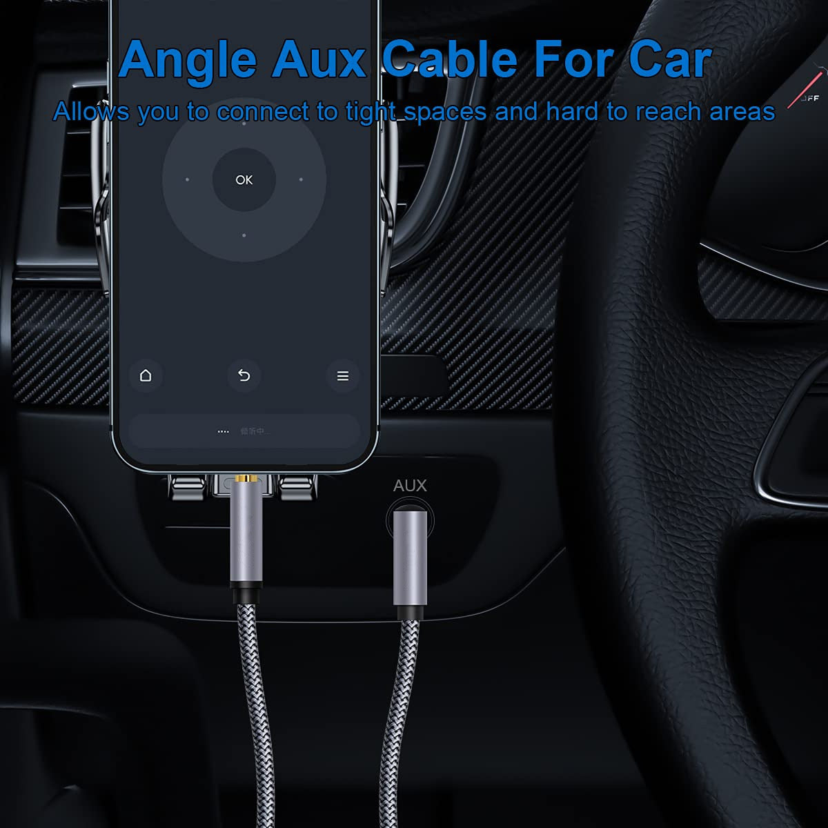 1m 3.5mm Male to Male Elbow Audio Cable HiFi Stereo Aux Cord Right Angle Braided TRRS Extension Cable