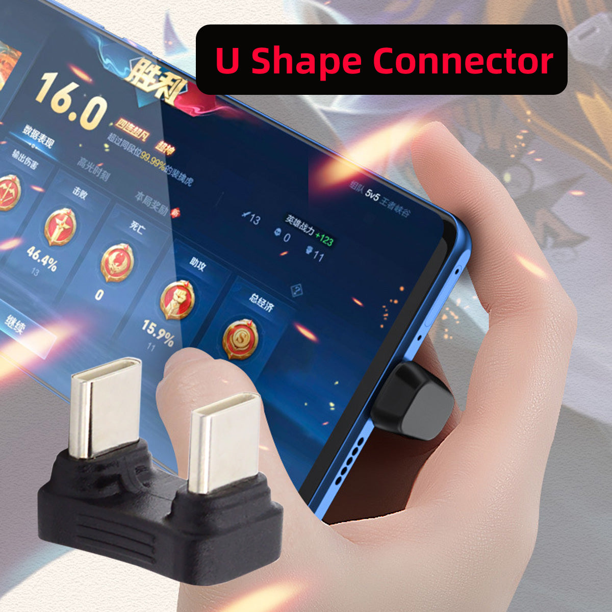 UC-009-MM Elbow U-Shape Dual-Head USB-C Adapter 480Mbps Fast Transmission Type-C Male to Male Coupler Extender Converter
