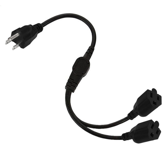 Uniqkart US 0.5m / 1.6ft NEMA 5-15P 1 to 2 Way Outlet NEMA 5-15R SJT 16AWG 3 Prong Extension Power Cable
