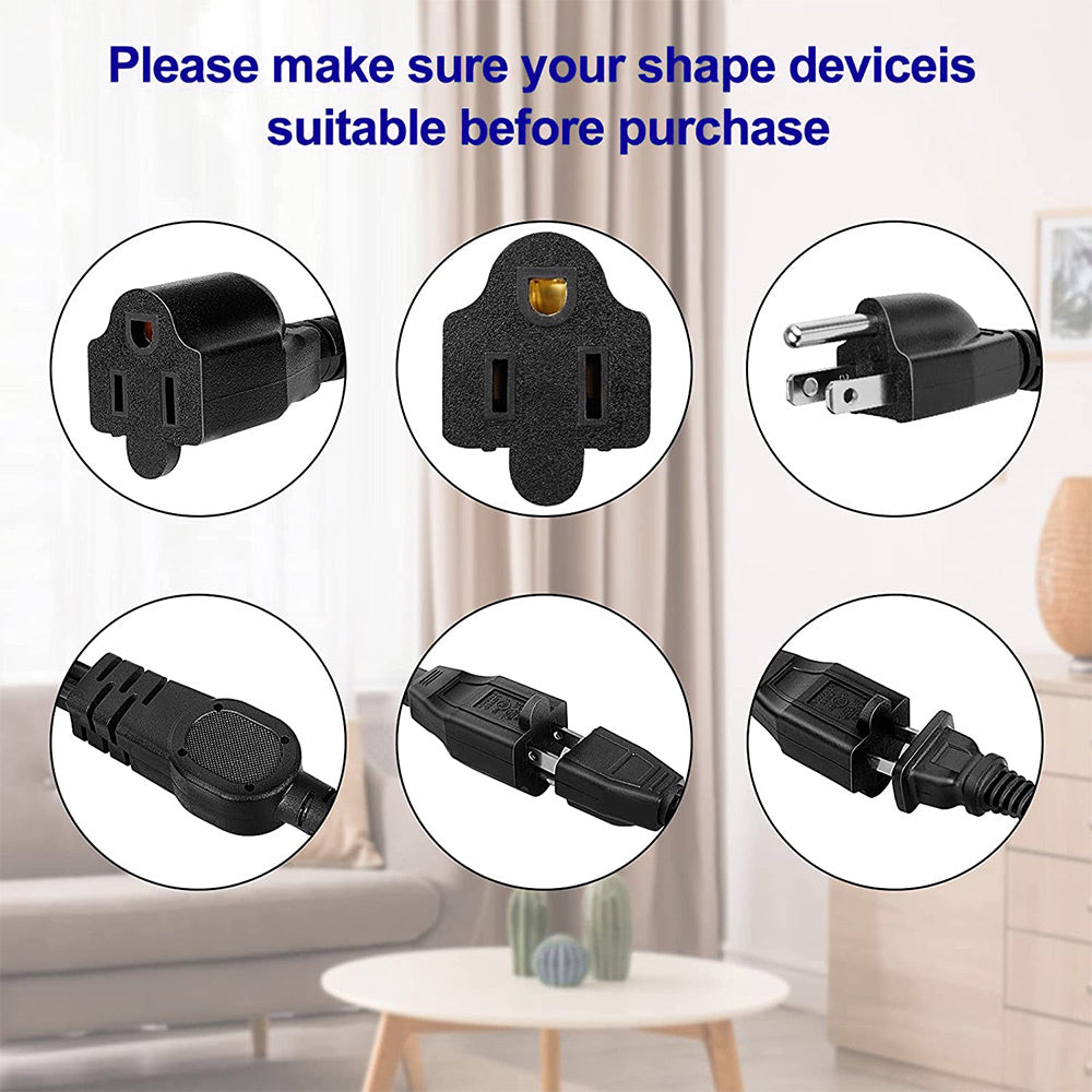 Uniqkart US 0.5m / 1.6ft NEMA 5-15P 1 to 2 Way Outlet NEMA 5-15R SJT 16AWG 3 Prong Extension Power Cable
