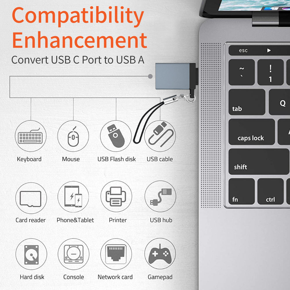 Type-C Male to USB 3.0 Female Adapter 5Gbps Data Transmission Converter for Laptop Computer - Grey