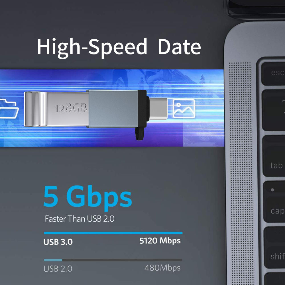 Type-C Male to USB 3.0 Female Adapter 5Gbps Data Transmission Converter for Laptop Computer - Grey