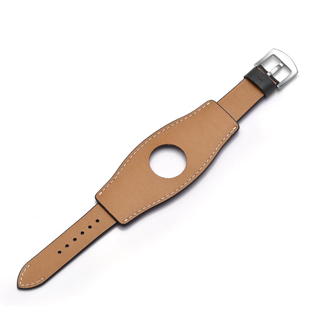 Genuine Leather Smart Watch Band Replacement Strap for Apple Watch Series 8 45mm / Ultra 49mm / 7 45mm / SE / SE (2022) / Series 6 / 5 / 4 44mm / Series 3 / 2 / 1 42mm - Black