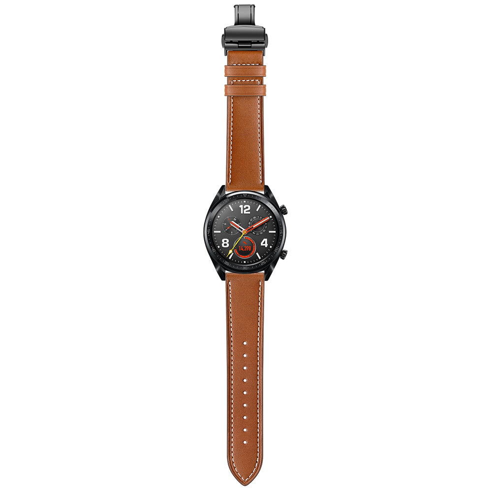22mm Genuine Leather Watch Strap Replacement for Huawei Watch GT1 / 2 / Watch Magic - Brown+Black