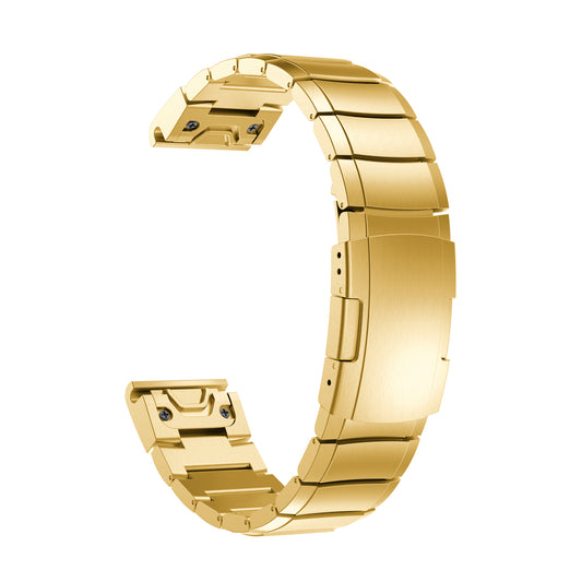 For Garmin Fenix 6X Stainless Steel Watch Band Wrist Strap Replacement with Butterfly Buckle - Gold