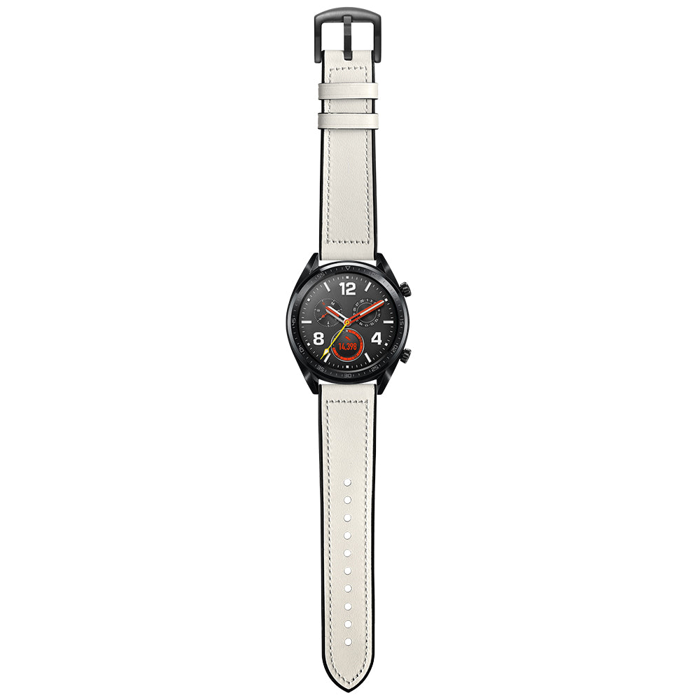 22mm Genuine Leather Coated Silicone 22mm Watch Strap for Huawei Watch GT 2/1 / Honor Magic - White