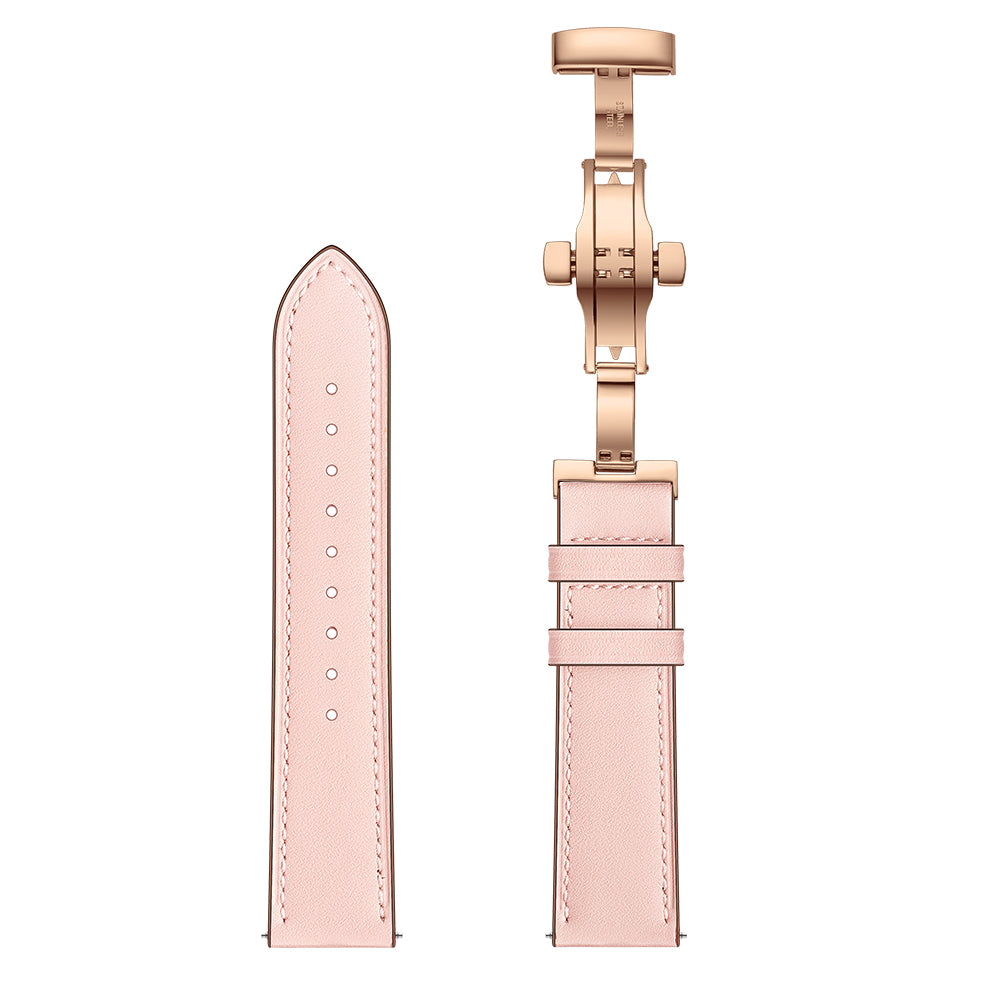 20mm Genuine Leather Watch Strap for Huami Amazfit GTR 42mm - Rose Gold Butterfly Buckle / Pink