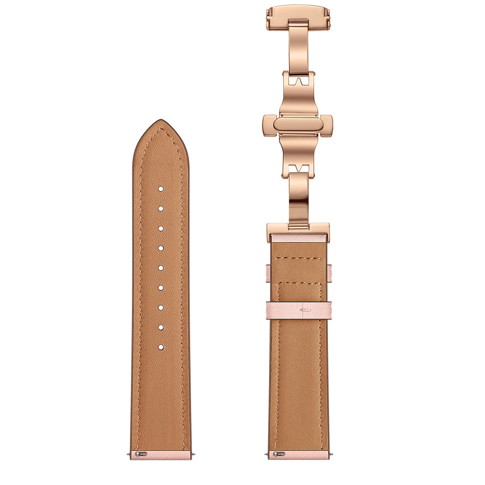 20mm Genuine Leather Watch Strap for Huami Amazfit GTR 42mm - Rose Gold Butterfly Buckle / Pink