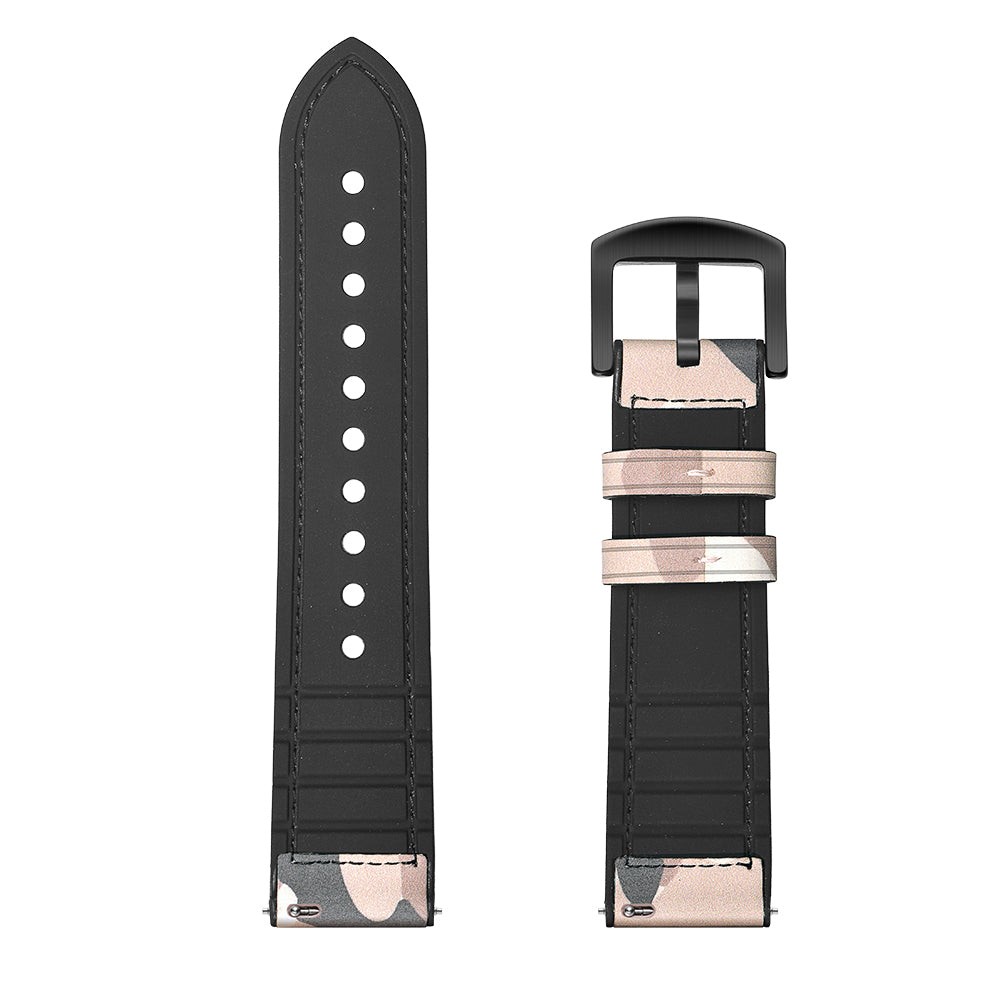 20mm Genuine Leather Coated Silicone Smart Watch Strap for Huawei Watch GT2 42mm - Brown/Camoufage