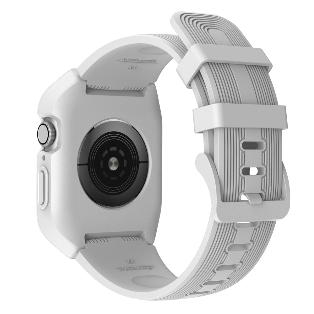 Silicone Smart Watch Strap + Protection Watch Case for Apple Watch SE / SE (2022) / Series 6 / 5 / 4 44mm - White