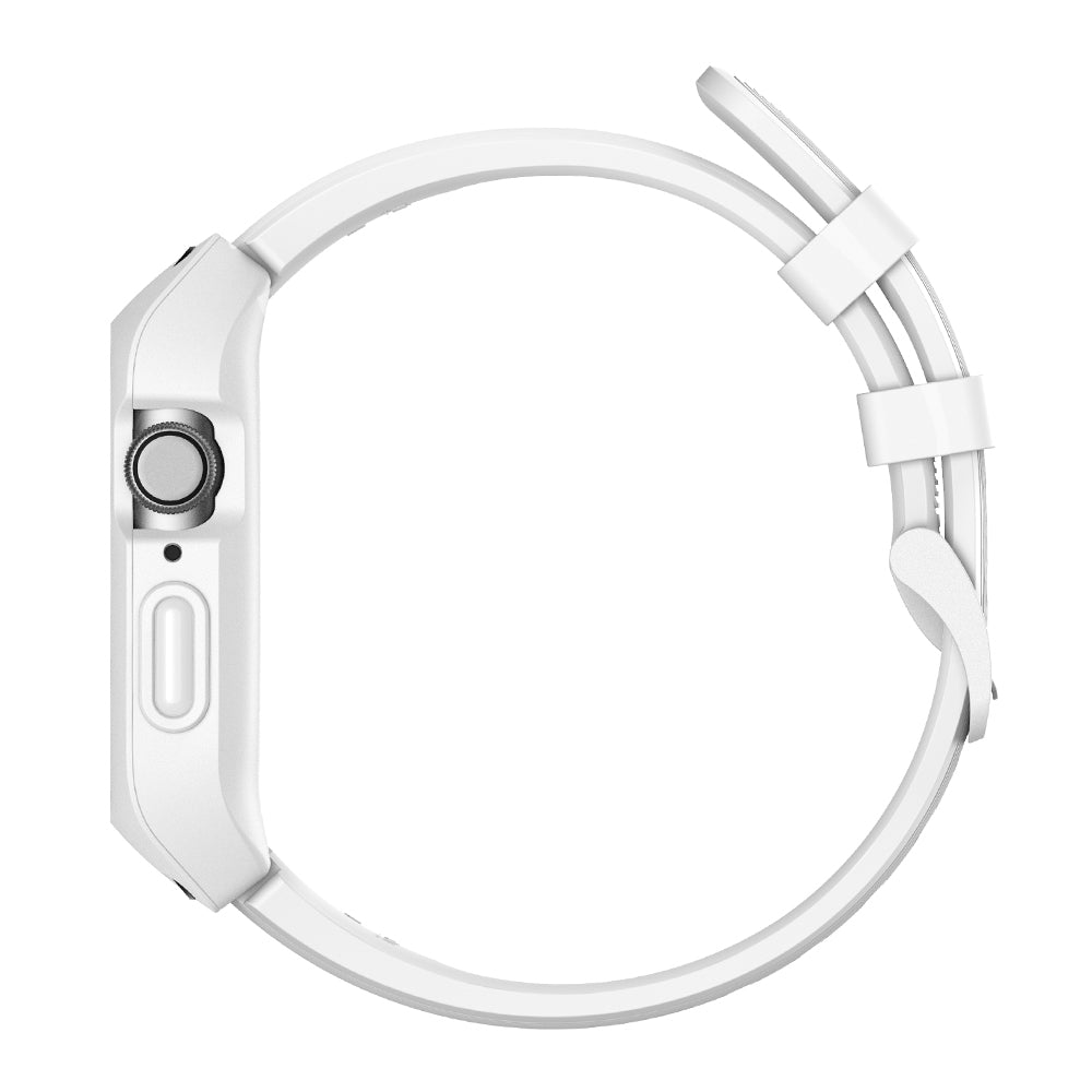 Silicone Smart Watch Strap + Protection Watch Case for Apple Watch SE / SE (2022) / Series 6 / 5 / 4 44mm - White